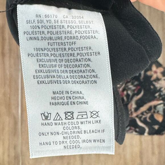 Maeve Anthropologie Women’s Blouse M Black Floral Sheer Boho Bell Sleeve Tassel - Picture 9 of 9